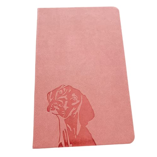 A5 Hardcover Vizsla, Weimaraner Notebook - PU Leather, 100gsm Lined Pages, Bookmark, Journal (Pink)