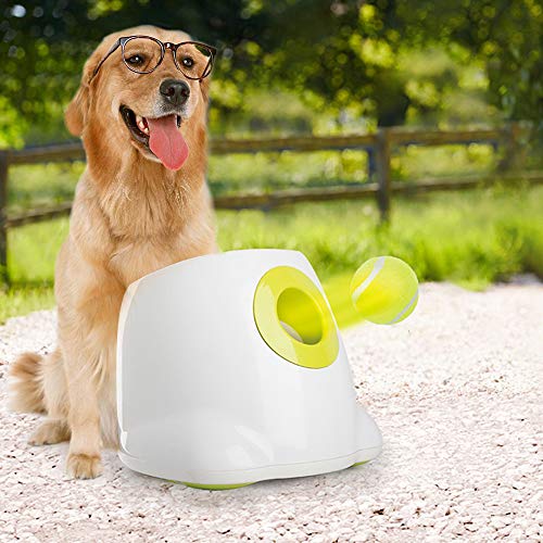 ALL FOR PAWS Interactive Dog Automatic Ball Launcher Fetching Toys for Large Dogs, 3 Tennis Balls Included, Max