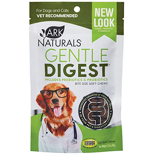 Ark Naturals Gentle Digest Soft Chews, Vet Recommended Dog and Cat Prebiotics and Probiotics, Digestive and Immune System Support, 120 Count