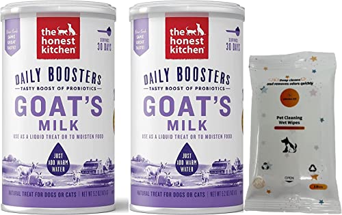 Aurora Pet Bundle Pack (2) The Honest Kitchen Human Grade Instant Goat's Milk with Probiotics Plus AuroraPet Wipes (10 ct)
