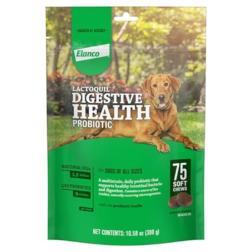 Bayer Lactoquil Soft Chews Digestive Health Probiotic Supplement for Dogs, Count of 75, 1.06 LBS