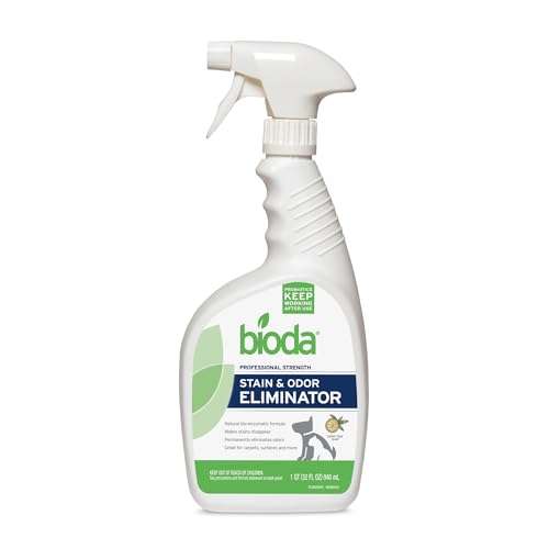 Bioda Commercial Strength Enzymatic Stain & Odor Eliminator for Pets | Industrial-Grade Formula Removes Dog and Cat Urine | USA Made Carpet Spot Cleaner | 32oz Sprayer