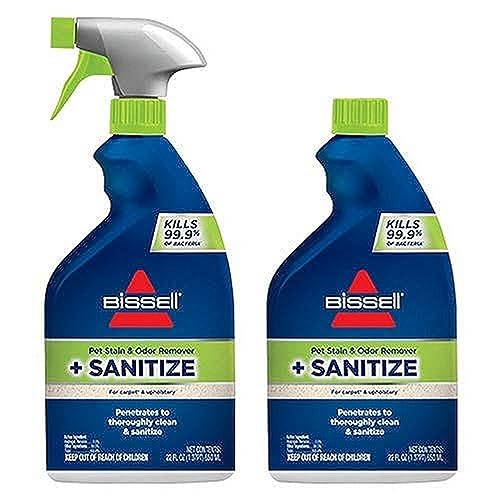 BISSELL Pet Pretreat + Sanitize Stain, 2 pack, 11299, 22 Fluid Ounces (Packaging may vary)