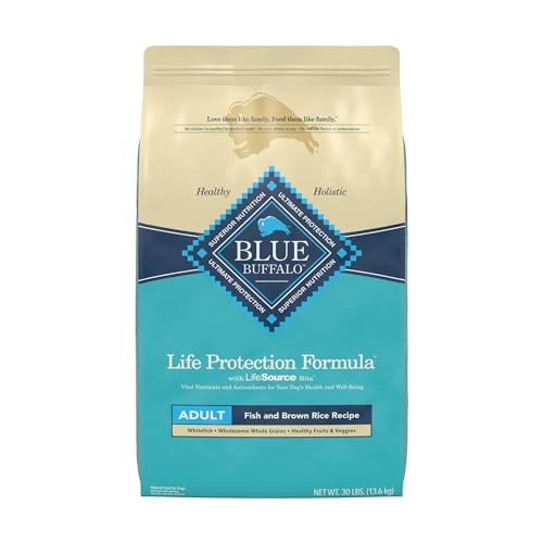 Blue Buffalo Dog Food, Life Protection Formula, Natural Fish & Brown Rice Flavor, Adult Dry Dog Food, 30 lb Bag