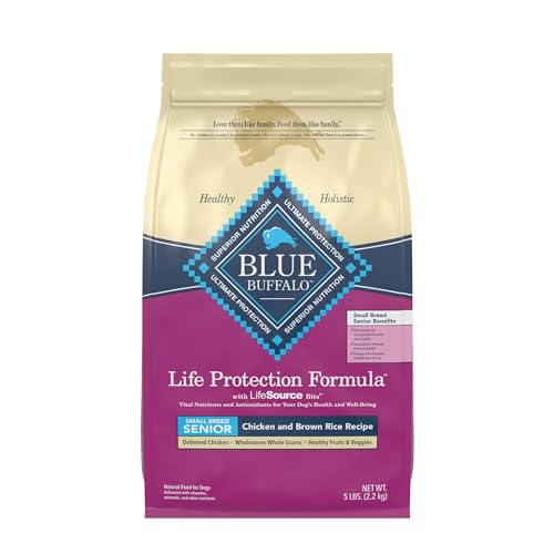 Blue Buffalo Life Protection Formula Natural Senior Small Breed Dry Dog Food, Chicken and Brown Rice 5-lb Trial Size Bag