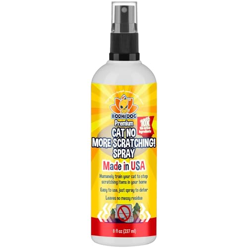 Bodhi Dog Cat No More Scratching! Spray | Cat Deterrent Spray for Indoor & Outdoor Use | Safe Training Cat Scratch Spray with Essential Oils | Cat Scratch Deterrent for Furniture | Made in USA, 8oz