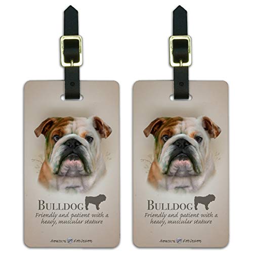 Bulldog Dog Breed Luggage ID Tags Suitcase Carry-On Cards - Set of 2