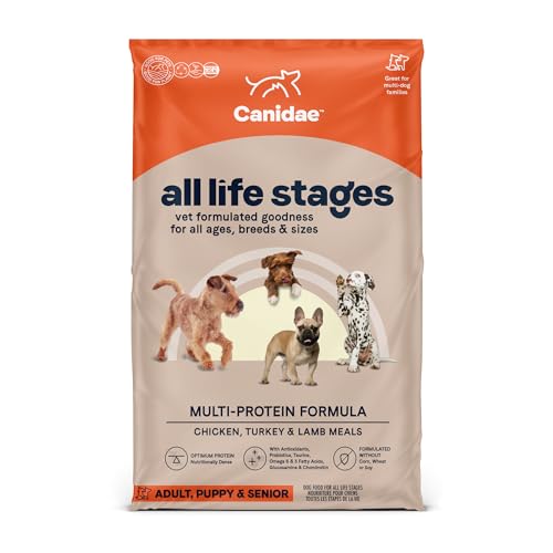 Canidae All Life Stages Premium Dry Dog Food for All Breeds, Multi-Protein Recipe with Chicken, Turkey & Lamb Meals Recipe, 40 lbs, For All Ages & Multi-Dog Homes