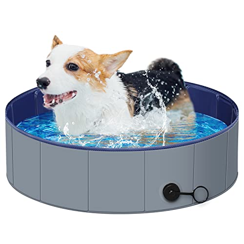 Dog Pool for Small Dogs, Plastic Pool for Kids, Dog Tub for Small Dogs, Dog Bathtub Portable, Foldable Pool for Dogs Slip-Resistant (32"x 8")