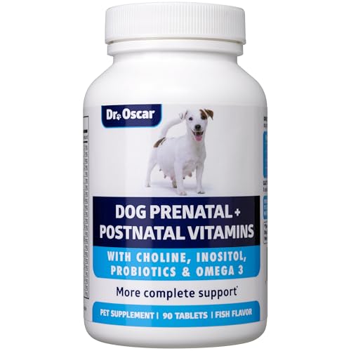 Dog Prenatal Vitamins. The Only Prenatal Vitamins for Dogs with Omega 3, Probiotics, Choline & Inositol, Key for Mother & Puppies. 2in1 Postnatal & Prenatal Dog Vitamins + Folic Acid 90 Tablets