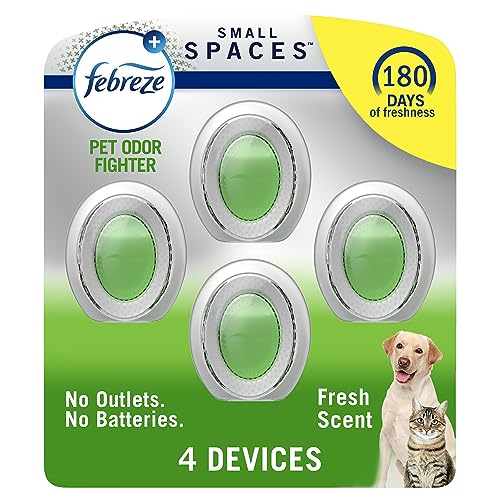 Febreze Small Spaces Air Freshener, Pet Friendly Air Fresheners Alternative for Home, Fresh Scent, Room Deodorizer & Odor Fighter for Strong Odor (4 Count)