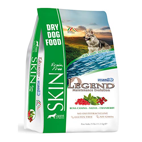 Forza10 Legend Sensitive Skin Dog Food, Grain Free Dry Dog Food for Sensitive Skin with Curative Herbs, Wild Caught Anchovy Flavor Allergy Dog Food, for Adult Dogs, Pack of 1 (25 Pounds)