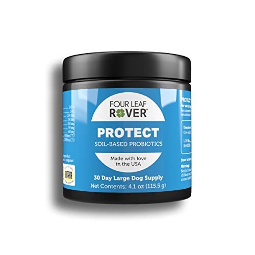 Four Leaf Rover Protect - Soil-Based Probiotics for Dogs with Food-Based Prebiotics for Gut Health and Immune Support - 12 to 60 Day Supply, Depending on Dog’s Weight - Vet Formulated