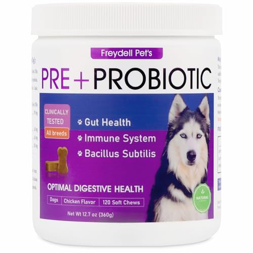 FREYDELL Pets Probiotics for Dogs Dog Upset Stomach Relief Dog probiotic, Fiber Supplement for Dogs, Yeast Infection Treatment for Dogs & Dog Diarrhea Medication, Probiotic for Dogs of All Ages.