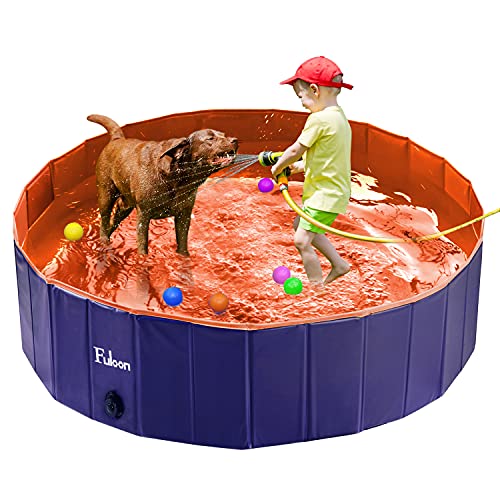 Fuloon PVC Pet Swimming Pool Portable Foldable Pool Dogs Cats Bathing Tub Bathtub Wash Tub Water Pond Pool & Kiddie Pools for Kids in The Garden, (100 x 28cm(39.4inch.D x 11inch.H), Orange)