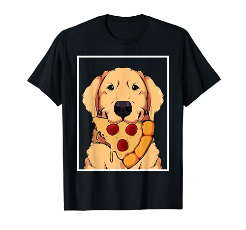 Golden Retriever Dog Eating Pizza Labrador Mom Dad Fast Food T-Shirt