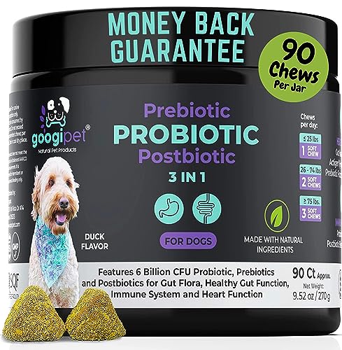 Googipet Probiotics for Dogs - Dog Probiotics and Digestive Enzymes - Natural Dog Probiotic Chews W/Prebiotics & Pumpkin, Helps Dog Diarrhea, Constipation, Digestion, Allergies & Immunity