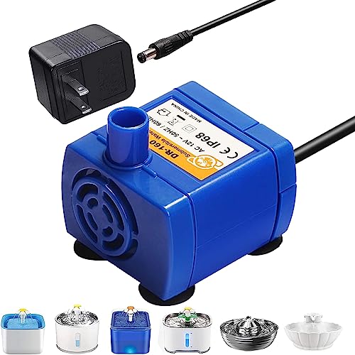 Happypapa Pet Water Fountain Pump Replacement Cat Fountain Replacement Pump for Flower Fountain Automatic Pet Water Dispenser Replacement Pump Come with Adapter