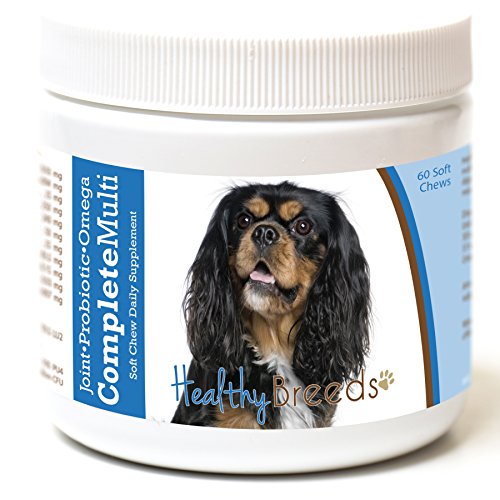 Healthy Breeds Cavalier King Charles Spaniel All in One Multivitamin - Complete with Probiotics, Glucosamine, Chondroitin & Omegas - 60 Soft Chewy Treats