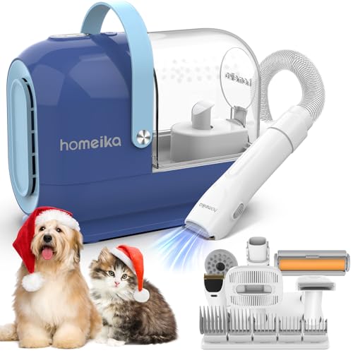 Homeika Pet Grooming Kit & Dog Hair Vacuum 99% Pet Hair Suction, 3L Pet Vacuum Groomer with 7 Pet Grooming Tools, 5 Nozzles, Quiet Dog Brush Vacuum with Hair Roller/Massage Nozzle for Dogs Cats, Blue
