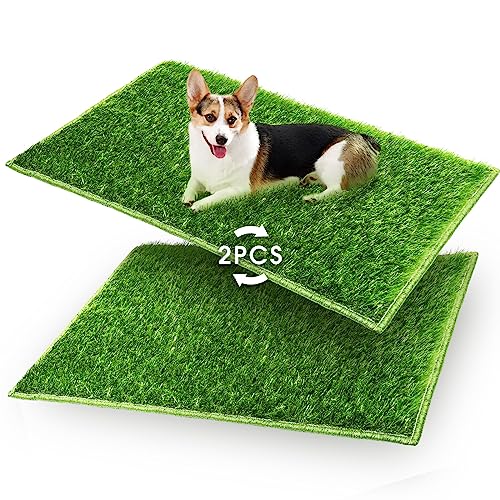 Hompet Dog Grass Pads, Puppy Turf Potty Training Pads, Artificial Turf for Dog Systems Replacement Grass Mats, Easy to Clean with Fast Drain Holes, Indoor/Outdoor Garden Lawn Patio Balcony 28"×18"
