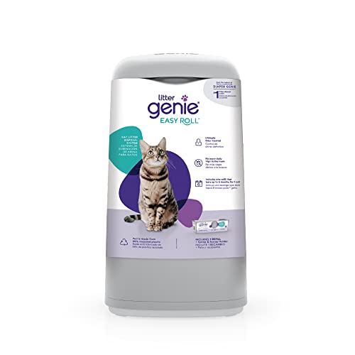 Litter Genie Easy Roll Pail | Cat Litter Box Waste Disposal System for Odor Control | Includes 1 Continuous Refill Bag