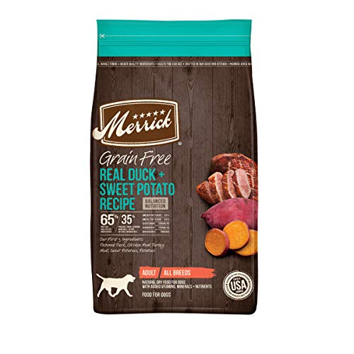 Merrick Premium Grain Free Dry Adult Dog Food, Wholesome and Natural Kibble with Real Duck and Sweet Potato - 4.0 lb. Bag