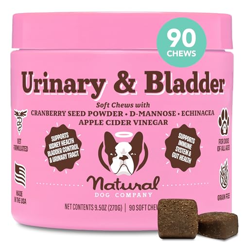 Natural Dog Company Cranberry Supplement for Dogs - Urinary & Bladder Support for Dogs - D-Mannose for Dogs Promotes Bladder Health - Turkey Flavor - Dog UTI Incontinence Supplement - 90 Soft Chews