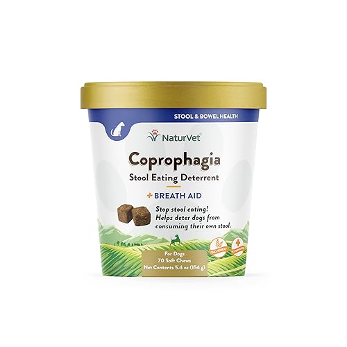 NaturVet – Coprophagia Stool Eating Deterrent Plus Breath Aid – Deters Dogs from Consuming Stool – Enhanced with Breath Freshener, Enzymes & Probiotics – 70 Soft Chews