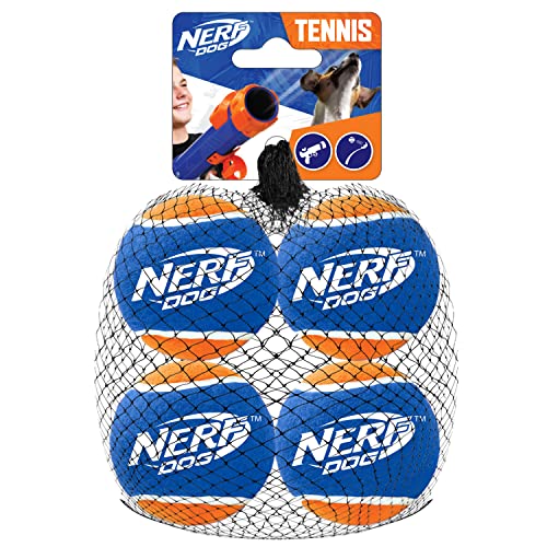 Nerf Dog 4 Pack - Standard Non-Squeak Tennis Ball - Blue/Orange