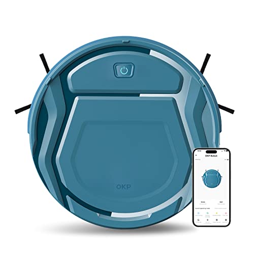 OKP Robotic Vacuum Cleaner, WiFi/App/Alexa, Robot Vacuum Cleaner with Schedule, High-Performance Filter, Self-Charging, Slim Design, Quiet, Perfect for Hard Floors, Pet Hair, Carpets