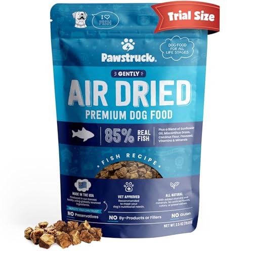 Pawstruck All Natural Air Dried Dog Food w/Real Fish - Grain Free, Made in USA, Non-GMO & Vet Recommended - High Protein Limited Ingredient Full-Feed - for All Breeds & Ages - 2.5oz Trial Bag