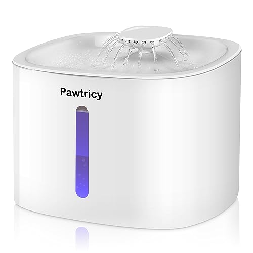 Pawtricy Cat Water Fountain, 128 oz/3.8L Automatic Pet Water Fountain with LED Light and Filters for Cats, Dogs, Multiple Pets