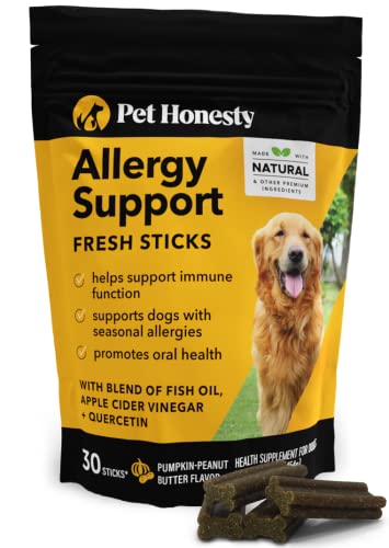 Pet Honesty Allergy Support Fresh Sticks - Dental Sticks for Dogs - Dental Dog Chews - Immune Health + Allergy Support for Dogs - Freshen Dog Breath, Reduce Plaque + Tartar - 30 Sticks