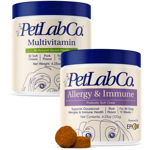 PetLab Co – Allergy & Multivitamin Bundle: Once Daily Tailored Seasonal Allergy Support for Dogs 30 Count & Dog Vitamins and Supplements to Support Overall Health & Immune System 30 Count