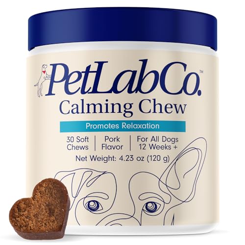 Petlab Co. Calming Chew for Dogs - Dog Training & Behavior Aids - Expertly Formulated Non-Drowsy Chews – Helps Maintain Relaxation for Occasional Stress, Separation, Storms, and Barking