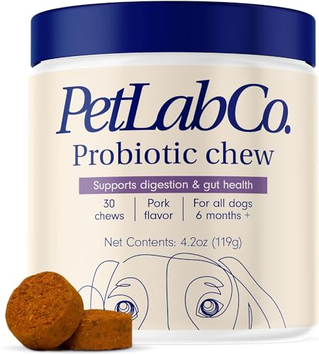 PetLab Co. Probiotics for Dogs, Support Gut Health, Diarrhea, Digestive Health & Seasonal Allergies - Pork Flavor - 30 Soft Chews - Packaging May Vary