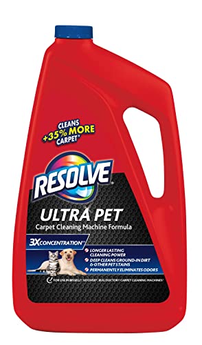 Resolve Ultra Pet Steam Carpet Cleaner Solution Shampoo, 3X Concentrate, Safe for Bissell, Hoover & Rug Doctor, Carpet Cleaner, Pet Stain and Odor Remover, Carpet Cleaner Solution, 48 oz