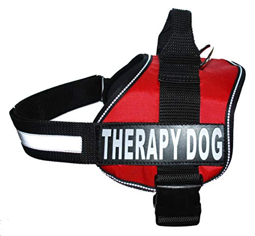 Therapy Dog Harness Service Working Vest Jacket Removable Patches,Purchase Comes with 2 Therapy Dog Reflective pathces. Please Measure Dog Before Ordering. (Girth 30-42", Red)