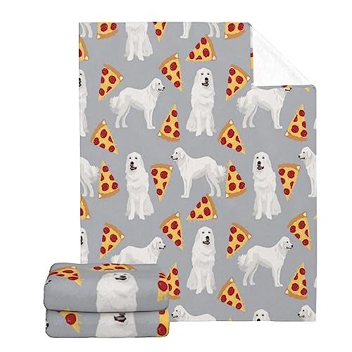 Xoeiran Flannel Fleece Plush Throw Blanket,Cute Great Pyrenees Dog Pizza Slices Food Lightweight Warm Recliner,Air Conditioning Bedding Living Room Washable Blanket Bo-Ys Gi-Rls Adults Gifts-50 x40