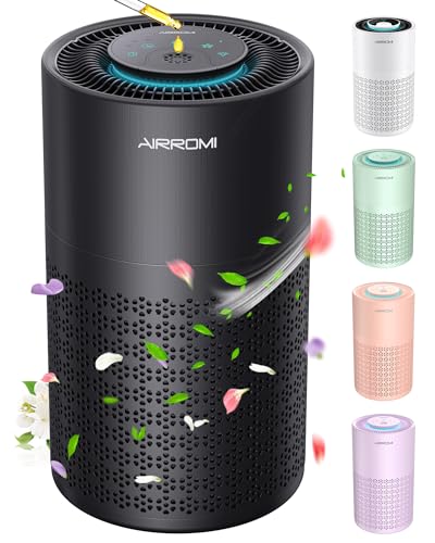 AIRROMI Air Purifier for Bedroom with True H13 HEPA 3-in-1 Filters, Pet Air Purifiers for Home Cat Pee Smell, Covers Up to 990 Ft², Quiet 360° intake Air Cleaner for Allergies Dust Smoke Odor Dander