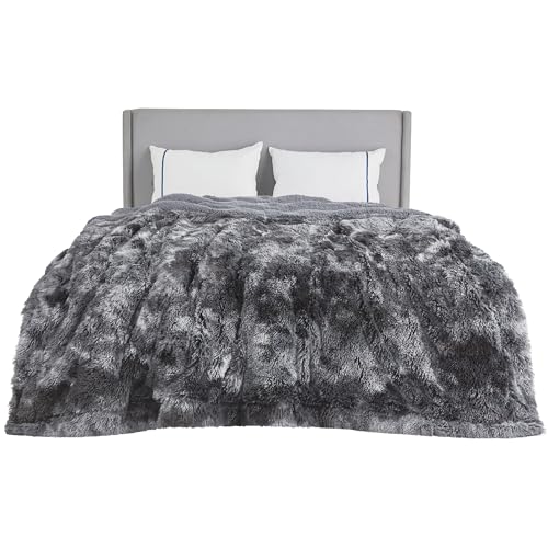 Bedsure Soft King Size Blanket for Bed – Fuzzy, Fluffy, and Shaggy Faux Fur, Warm and Thick Sherpa, Tie-dye Decorative Gift, Oversized Blanket for Bed, 108x90 Inches, 640 GSM