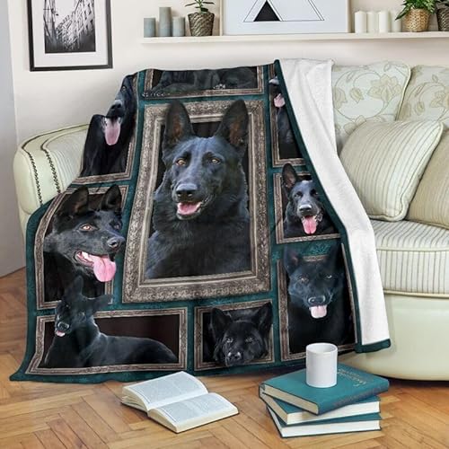 Black German Shepherd Blanket, Black German Shepherd Throw Blanket, 3D Black German Shepherd Dog Blanket Gift for Dog Mom, Black German Shepherd Throw Blanket Blanket for Couch Sofa Or Bed, Dogs