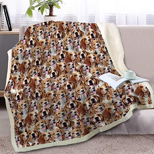 BlessLiving Beagle Blankets and Throws Fuzzy Dog Blanket Kids Beagle Hound Fleece Blanket Cute Puppy Fuzzy Blanket Beagle Mom Blanket Beagle Gifts for Beagle Lovers Adults Women Men (50 x 60 Inches)