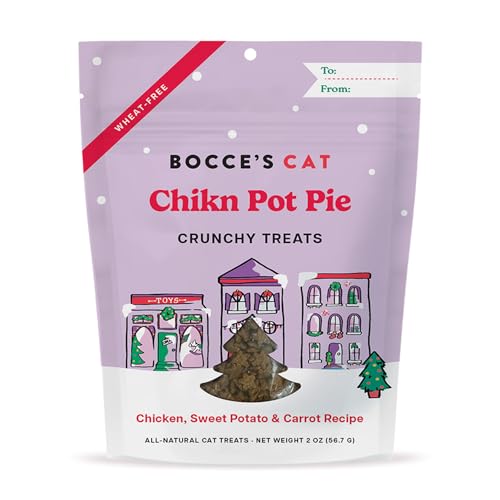 Bocce's Bakery All-Natural, Seasonal, Chikn Pot Pie Cat Treats, Wheat-Free, Limited Ingredient Crunchy Cat Treats Inspired by Christmas, 2 oz