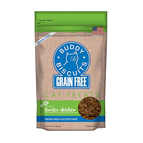 Buddy Biscuits 3 oz Pouch of Grain Free Soft & Chewy Cat Treats Made with Natural Tender Chicken