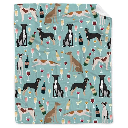 Buyyet Cute Greyhound Dog Fleece Flannel Gift Blanket Lightweight Soft Throw Puppy Dog Lovers Gift Blanket for Women Men Funny Decoration Blanket for Bed Couch Travel Outdoor 40''x 50'' for Kids/Child