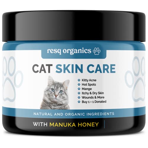 Cat Paw Balm Cat Cream 2 oz: Hot Spot Treatment for Cats Dermatitis, Mange Treatment, Cat Itchy Skin Relief for Dry Skin, Pet Wound Care, Natural Allergy Relief with Manuka Honey, Aloe Vera, Vitamin E