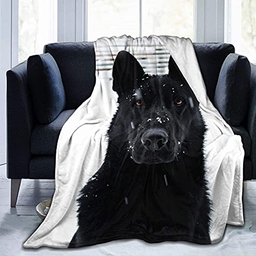 CHENGCHI Winter Black German Shepherd Throw Blanket for Bed Couch Fleece Blankets 50 x 60 Inch Lightweight Soft Bed Blanket for Men Women Multicolor XX-Large