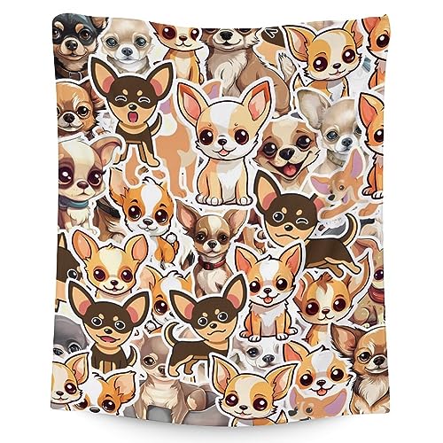 Chihuahua Blanket Gifts - 40x50 Inches Cute Throw Blanket for Kids & Adults - Brown Soft Fuzzy Blankets for Couch, Sofa